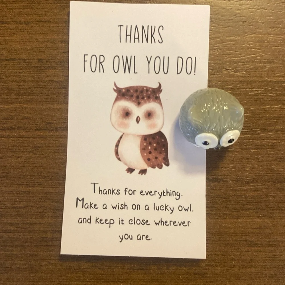 Owl Figurine - Gray and White, Inspirational